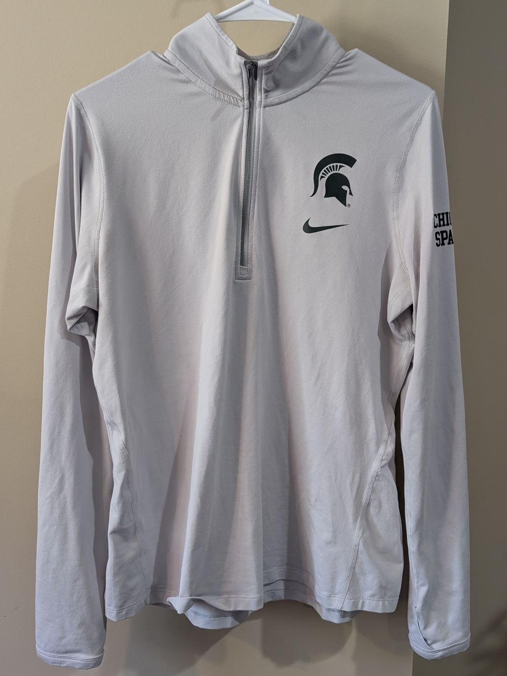 Nike White Women's Michigan State Quarter-Zip Long Sleeve Pullover